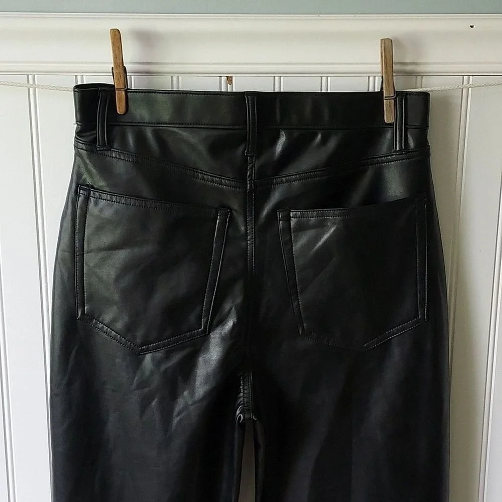 Abercrombie Black Vegan Leather Ankle Straight Pants 30 10 Ultra High Rise